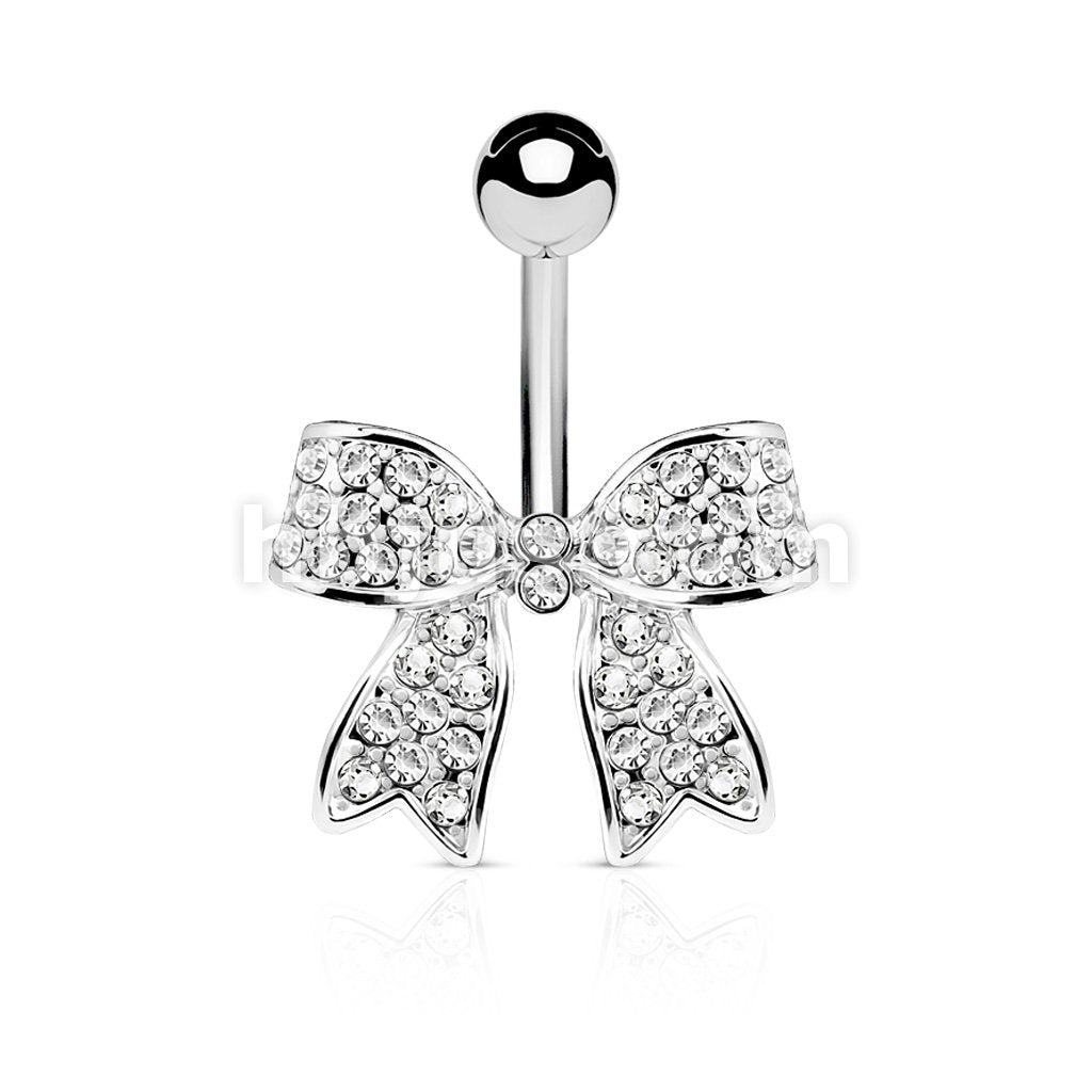 316L Surgical Steel 316L Surgical Steel Crystal Paved Ribbon Belly... - Image 3
