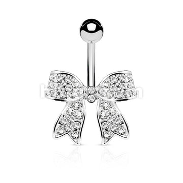 316L Surgical Steel 316L Surgical Steel Crystal Paved Ribbon Belly... - Image 3