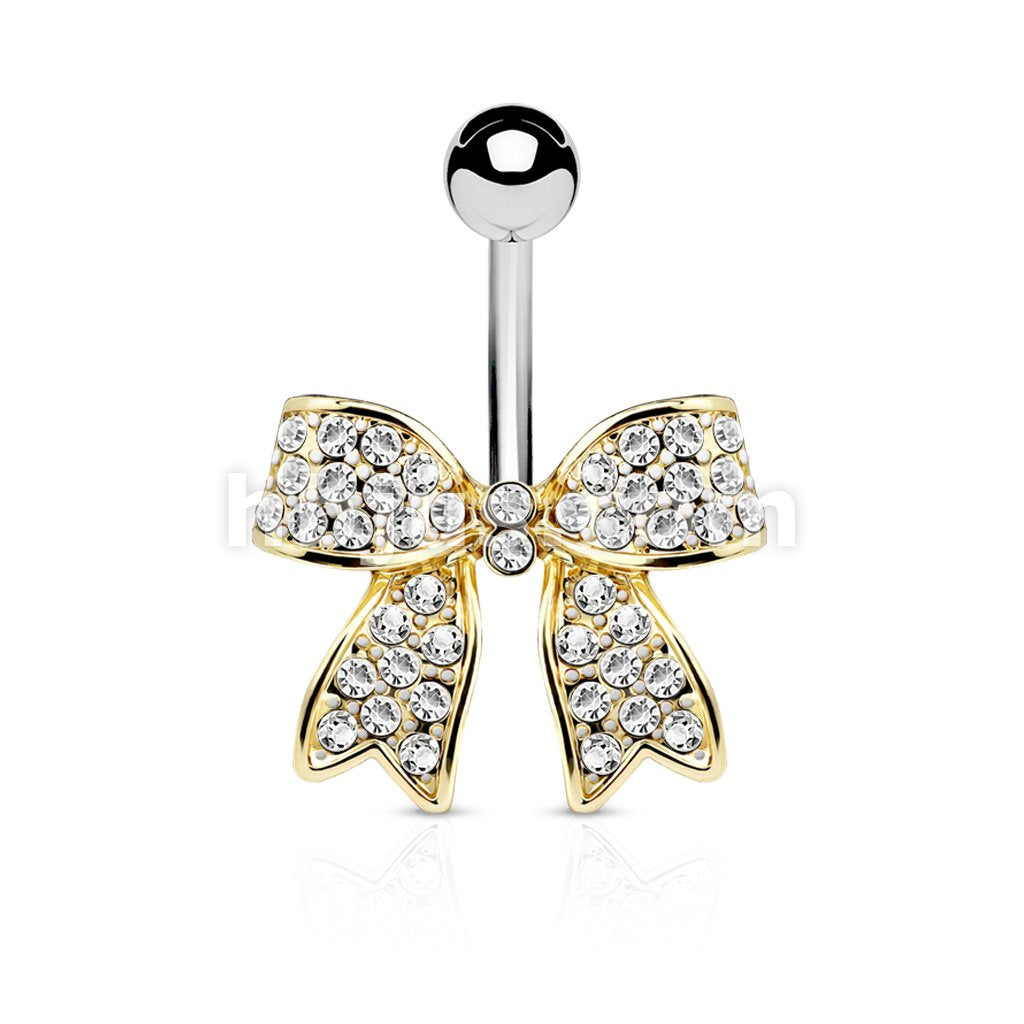 316L Surgical Steel 316L Surgical Steel Crystal Paved Ribbon Belly... - Image 4