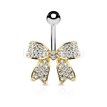 316L Surgical Steel 316L Surgical Steel Crystal Paved Ribbon Belly... - Image 4