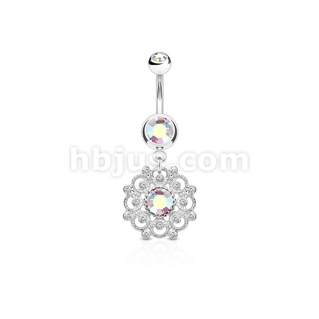 316L Surgical Steel 316L Surgical Steel Crystal Paved Vintage Filigree... - Image 2