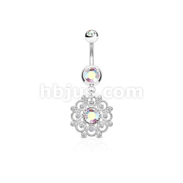 316L Surgical Steel 316L Surgical Steel Crystal Paved Vintage Filigree... - Image 2