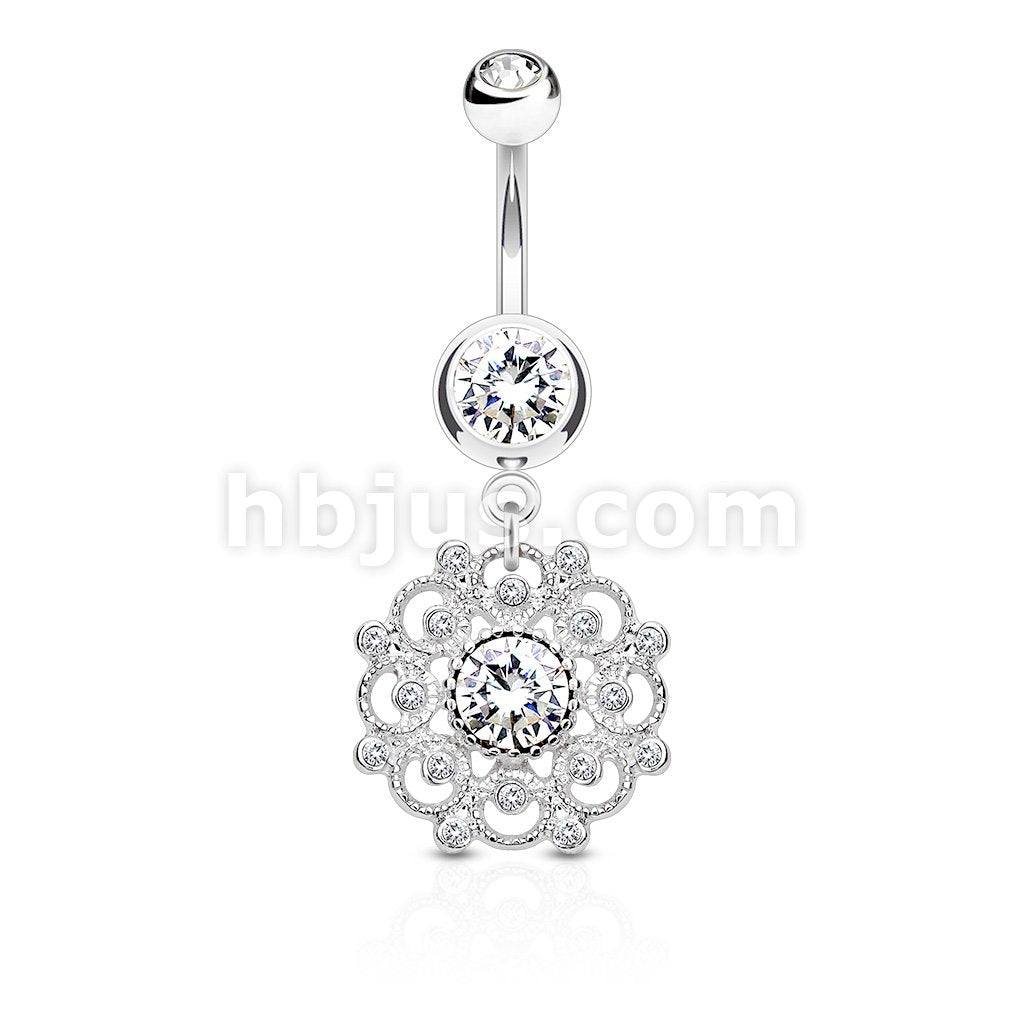 316L Surgical Steel 316L Surgical Steel Crystal Paved Vintage Filigree... - Image 3
