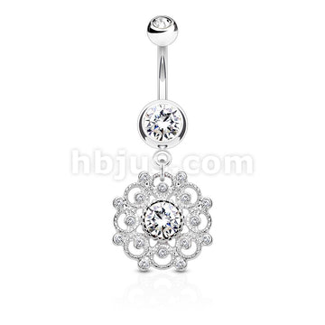 316L Surgical Steel 316L Surgical Steel Crystal Paved Vintage Filigree... - Image 3