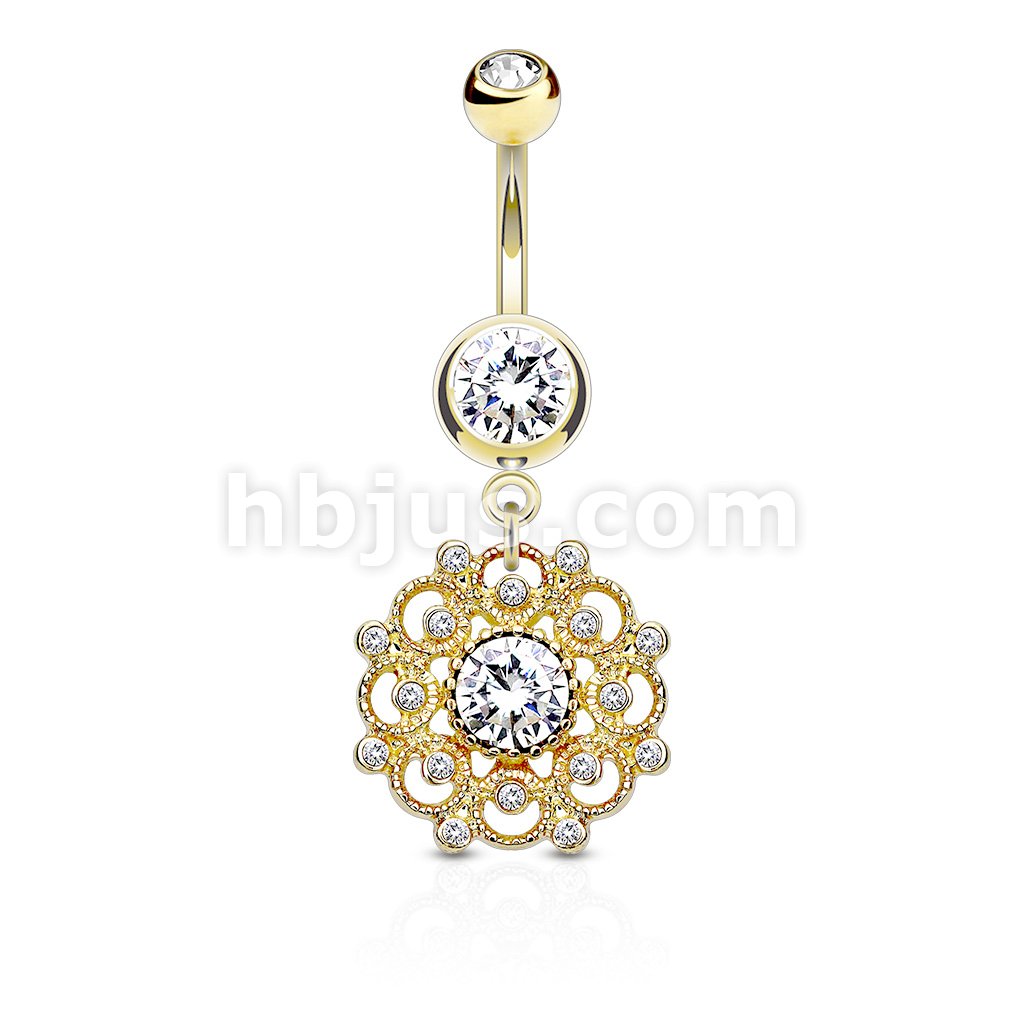 316L Surgical Steel 316L Surgical Steel Crystal Paved Vintage Filigree... - Image 4