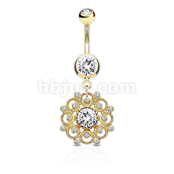 316L Surgical Steel 316L Surgical Steel Crystal Paved Vintage Filigree... - Image 4