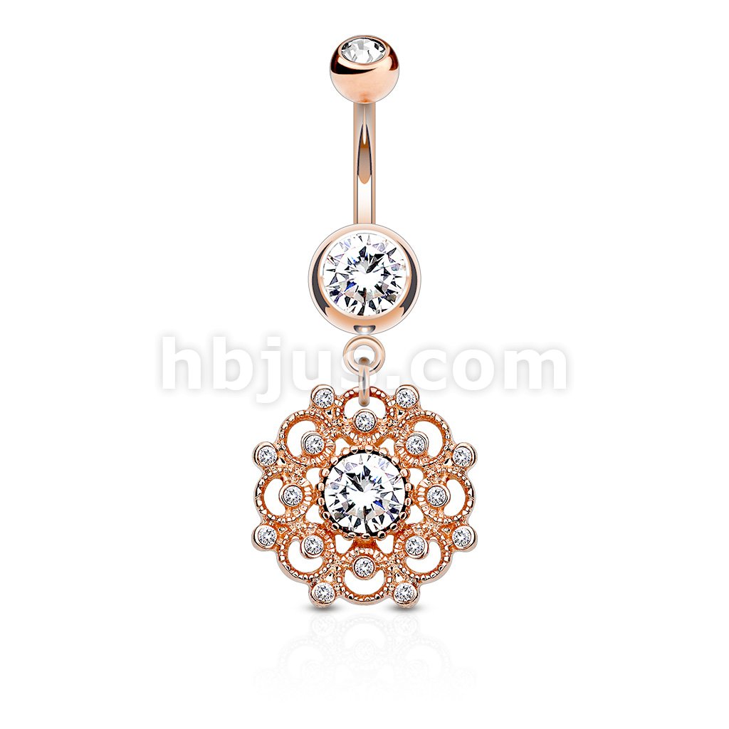 316L Surgical Steel 316L Surgical Steel Crystal Paved Vintage Filigree... - Image 5