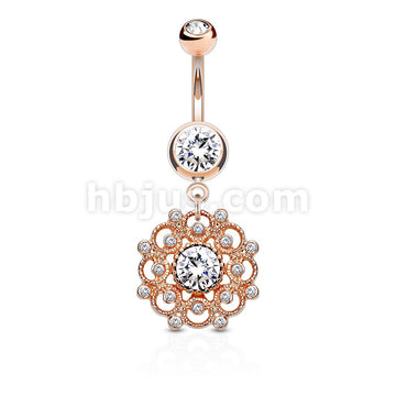 316L Surgical Steel 316L Surgical Steel Crystal Paved Vintage Filigree... - Image 5