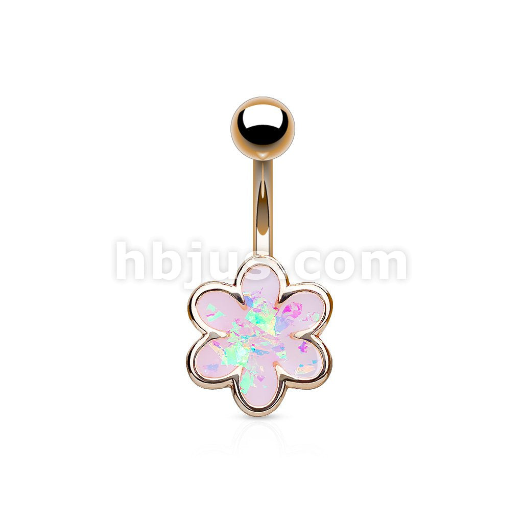 316L Surgical Steel 316L Surgical Steel Opal Glitter Filled 6 Petal... - Image 2
