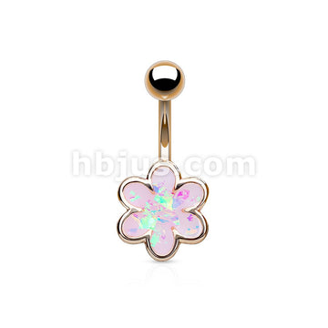 316L Surgical Steel 316L Surgical Steel Opal Glitter Filled 6 Petal... - Image 2