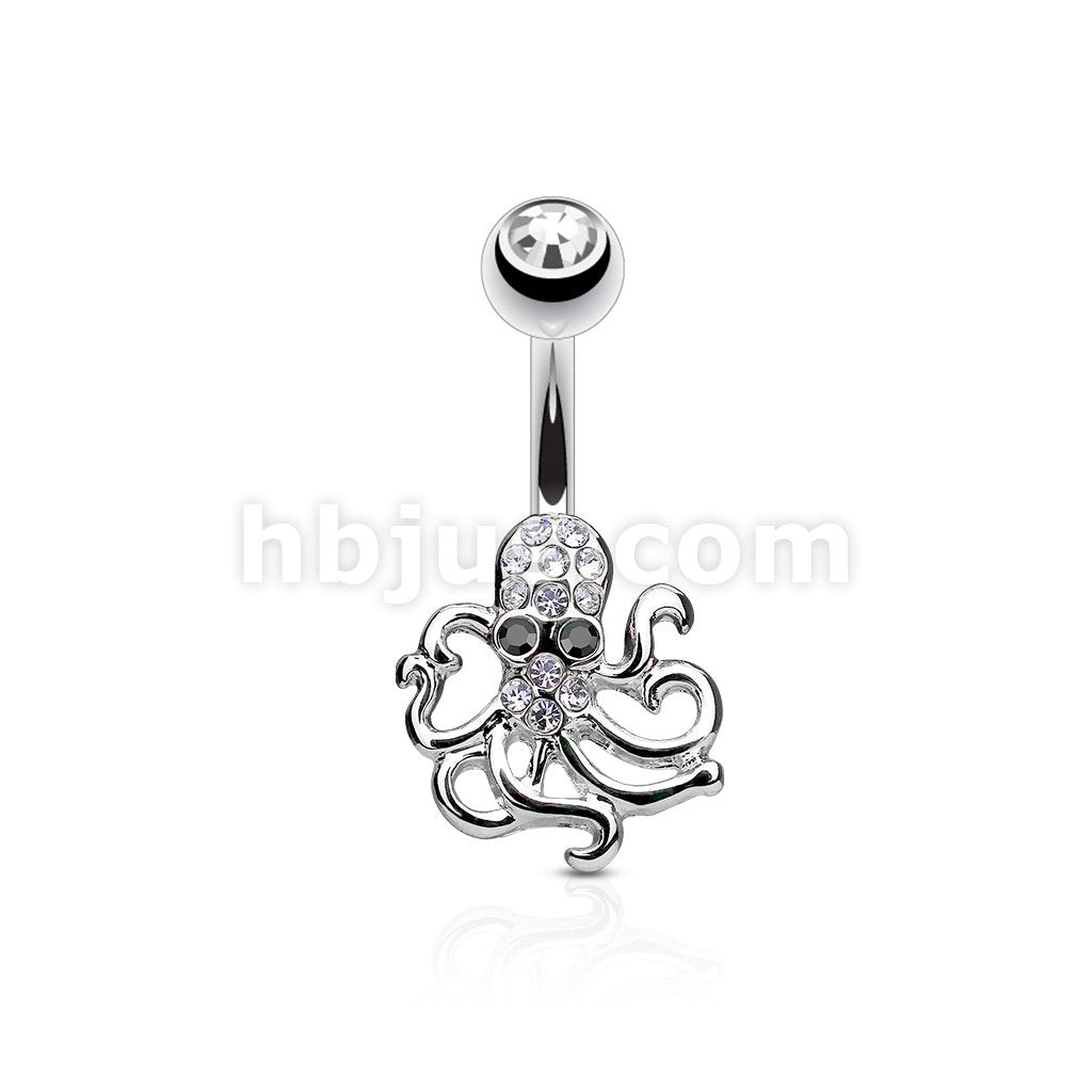 316L Surgical Steel 316L Surgical Steel Crystal Paved Octopus Belly... - Image 2