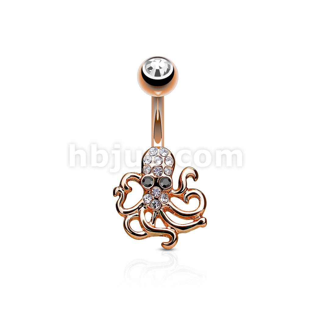 316L Surgical Steel 316L Surgical Steel Crystal Paved Octopus Belly... - Image 4