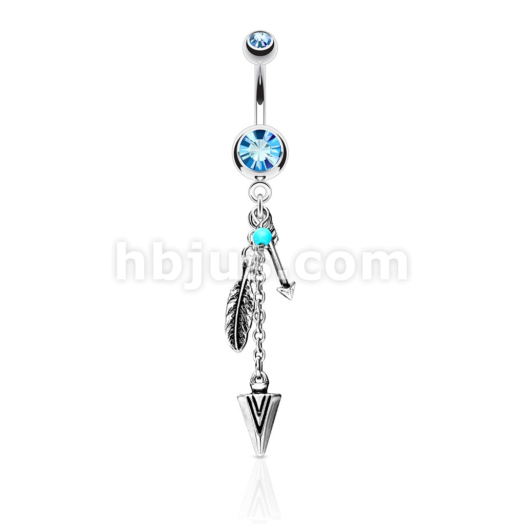 316L Surgical Steel 316L Surgical Steel Turquoise and Tribal Feather... - Image 3