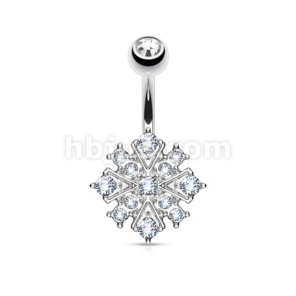 316L Surgical Steel 316L Surgical Steel Gem Paved Starburst Belly... - Image 2