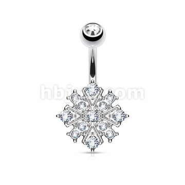 316L Surgical Steel 316L Surgical Steel Gem Paved Starburst Belly... - Image 2