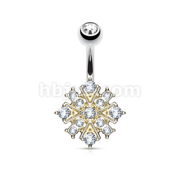 316L Surgical Steel 316L Surgical Steel Gem Paved Starburst Belly... - Image 3