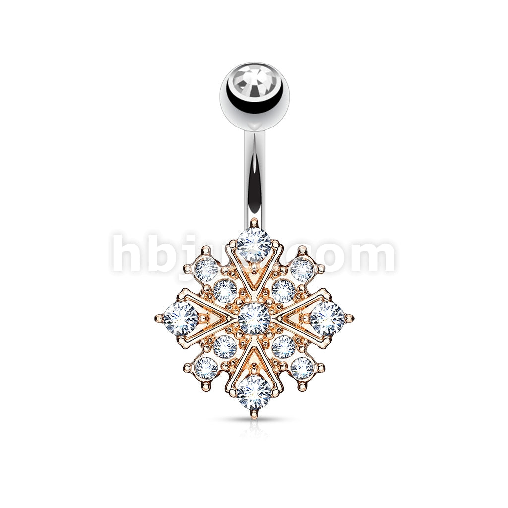 316L Surgical Steel 316L Surgical Steel Gem Paved Starburst Belly... - Image 4