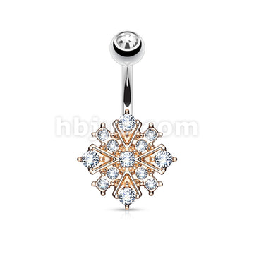 316L Surgical Steel 316L Surgical Steel Gem Paved Starburst Belly... - Image 4