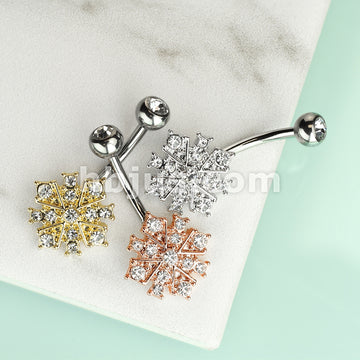 316L Surgical Steel 316L Surgical Steel Gem Paved Starburst Belly... - Image 5