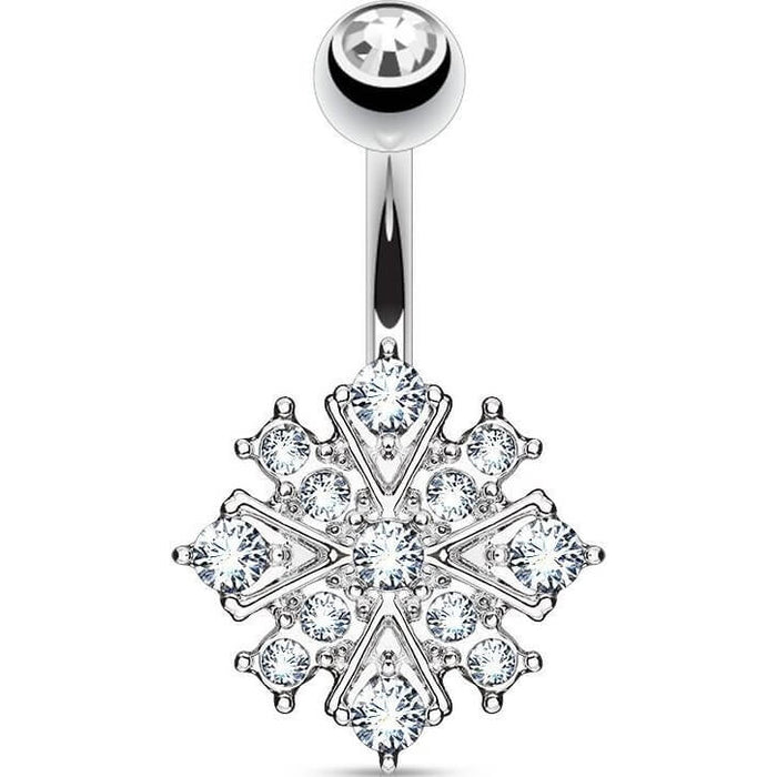 316L Surgical Steel 316L Surgical Steel Gem Paved Starburst Belly...