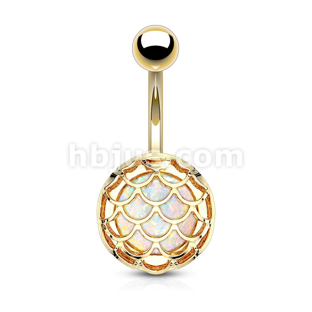 316L Surgical Steel Opal Glitter Incased Casted Fish Scale PVD Over... - Image 3