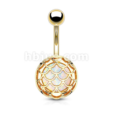 316L Surgical Steel Opal Glitter Incased Casted Fish Scale PVD Over... - Image 3