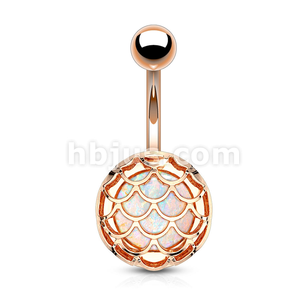 316L Surgical Steel Opal Glitter Incased Casted Fish Scale PVD Over... - Image 4