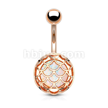 316L Surgical Steel Opal Glitter Incased Casted Fish Scale PVD Over... - Image 4