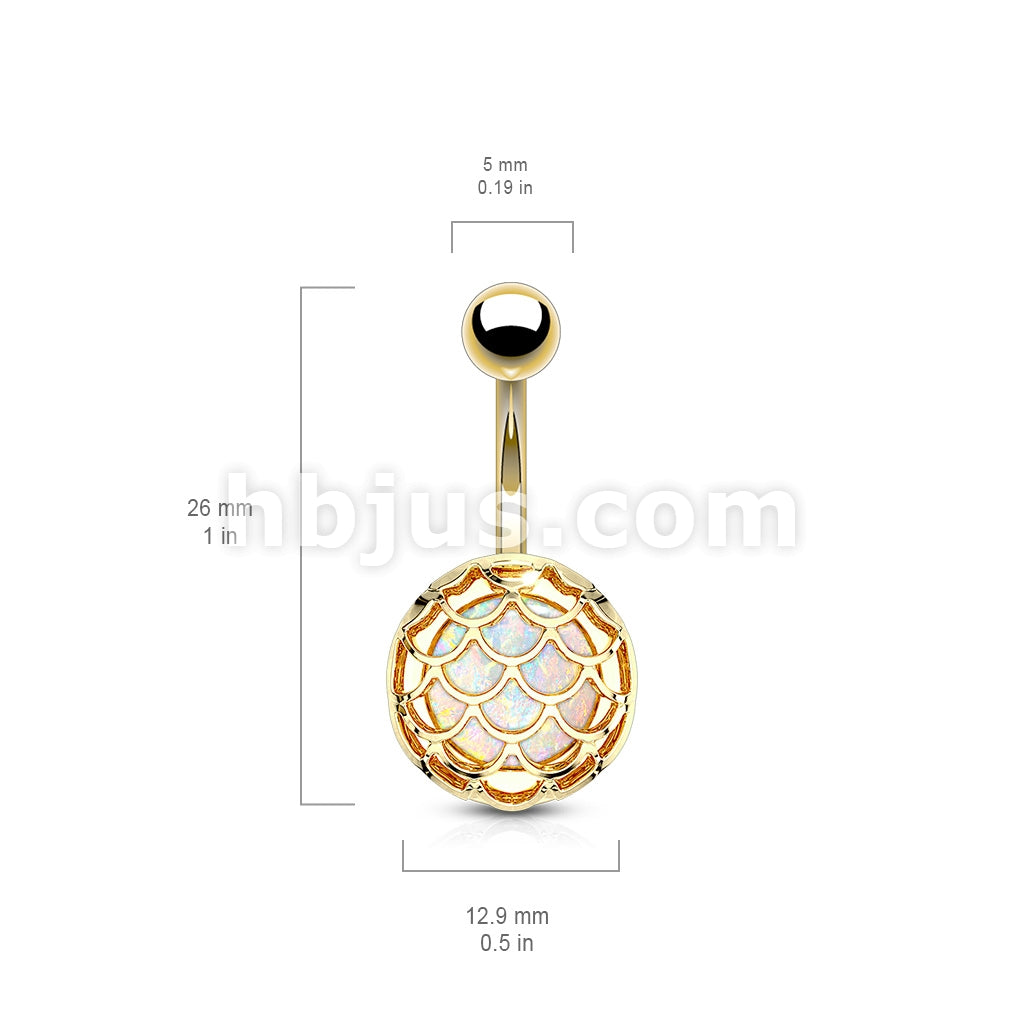 316L Surgical Steel Opal Glitter Incased Casted Fish Scale PVD Over... - Image 5