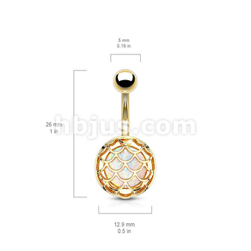 316L Surgical Steel Opal Glitter Incased Casted Fish Scale PVD Over... - Image 5