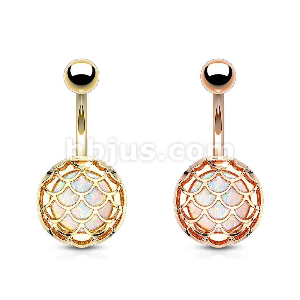 316L Surgical Steel Opal Glitter Incased Casted Fish Scale PVD Over... - Image 6