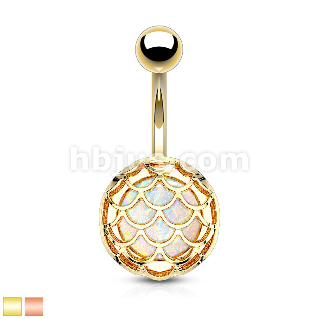 316L Surgical Steel Opal Glitter Incased Casted Fish Scale PVD Over... - Image 2
