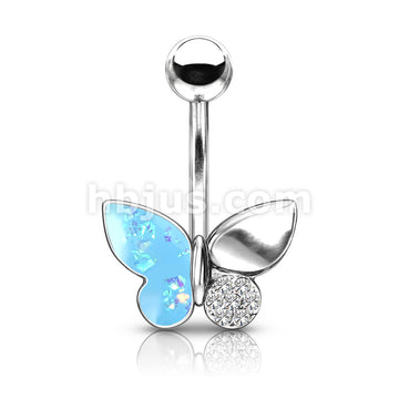 316L Surgical Steel 316L Surgical Steel Butterfly With Opal Glitter... - Image 4