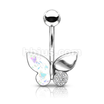 316L Surgical Steel 316L Surgical Steel Butterfly With Opal Glitter... - Image 5