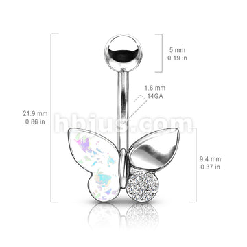 316L Surgical Steel 316L Surgical Steel Butterfly With Opal Glitter... - Image 6