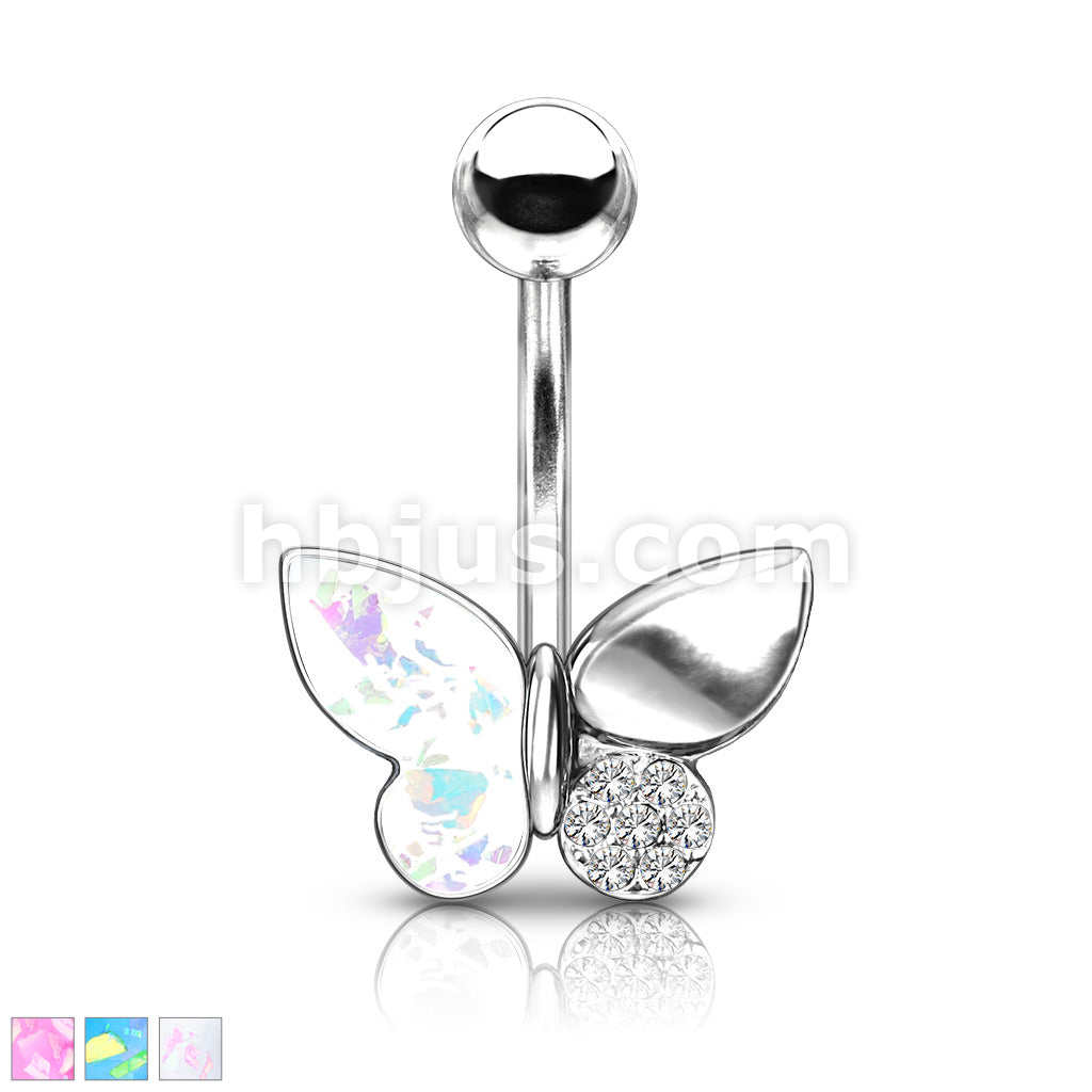316L Surgical Steel 316L Surgical Steel Butterfly With Opal Glitter... - Image 2