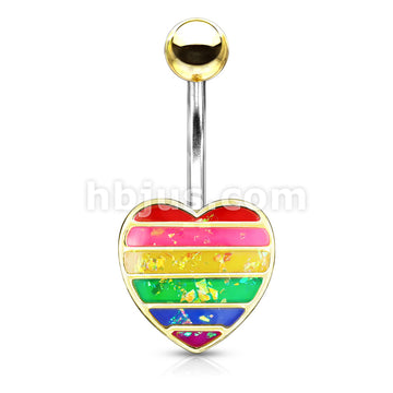 316L Surgical Steel 316L Surgical Steel Rainbow Opal Glitter Filled... - Image 4