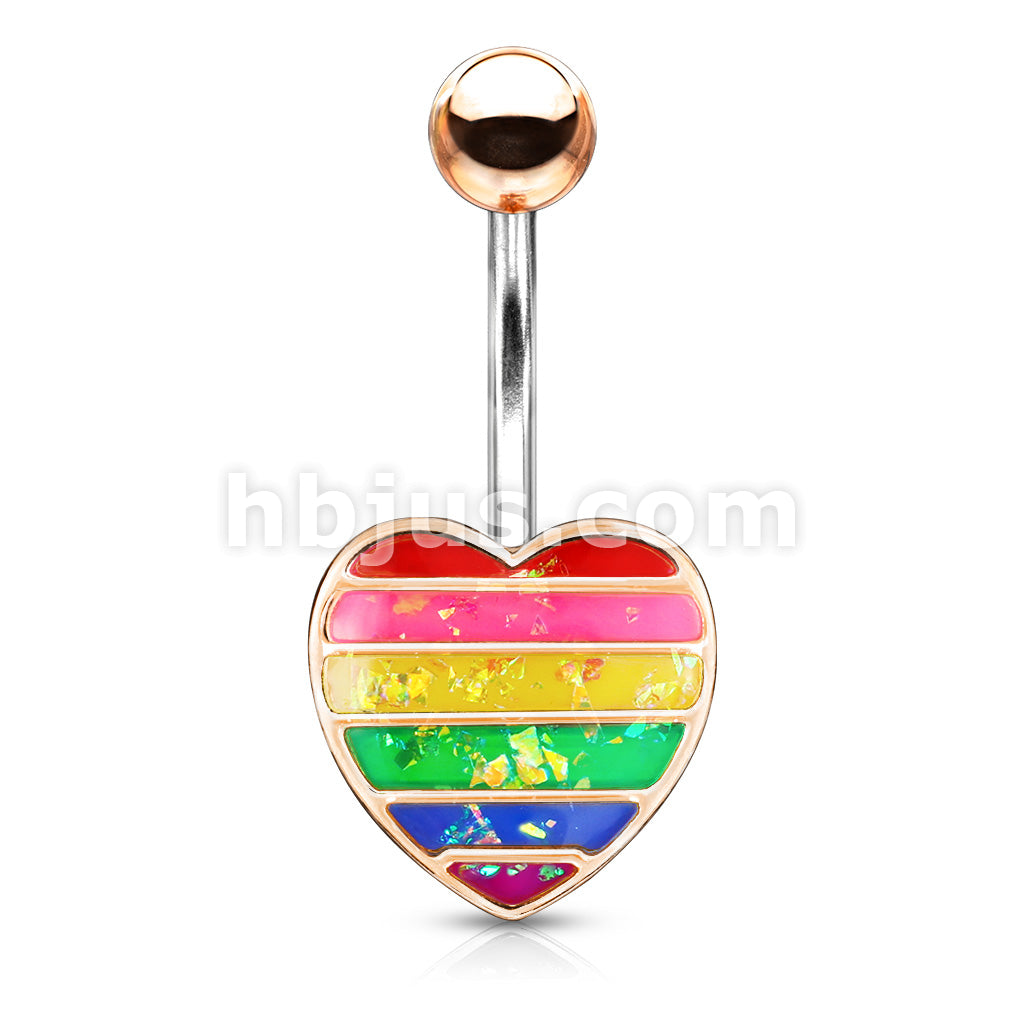 316L Surgical Steel 316L Surgical Steel Rainbow Opal Glitter Filled... - Image 5