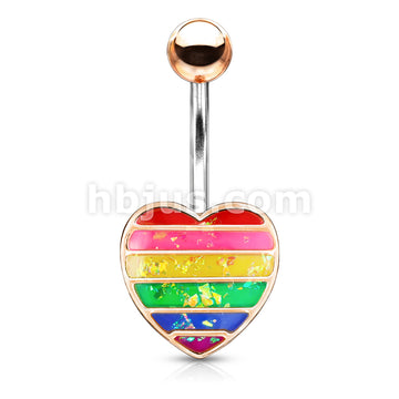 316L Surgical Steel 316L Surgical Steel Rainbow Opal Glitter Filled... - Image 5