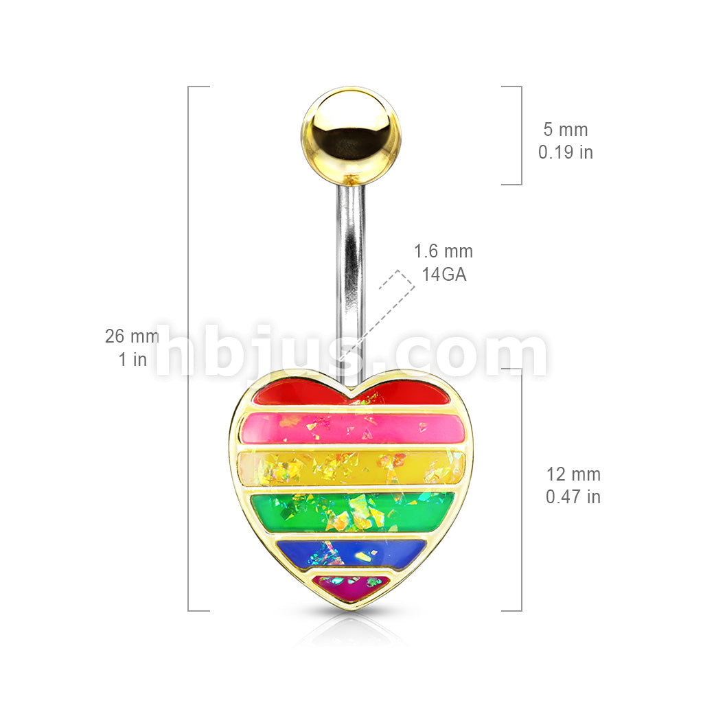 316L Surgical Steel 316L Surgical Steel Rainbow Opal Glitter Filled... - Image 6