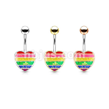 316L Surgical Steel 316L Surgical Steel Rainbow Opal Glitter Filled... - Image 7