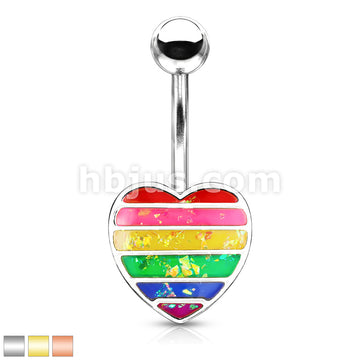 316L Surgical Steel 316L Surgical Steel Rainbow Opal Glitter Filled... - Image 2