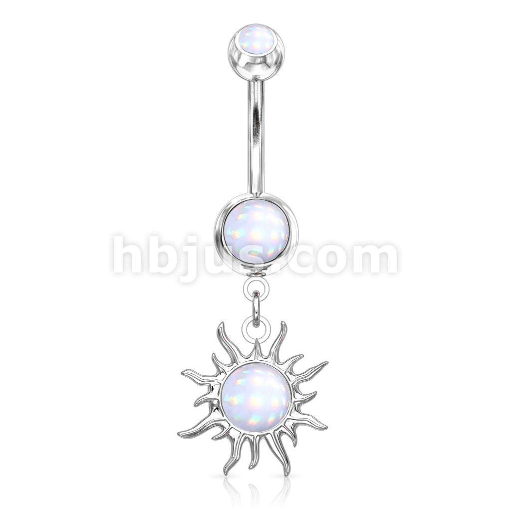 316L Surgical Steel Tribal Sun With Illuminating Stone Center Dangle... - Image 3