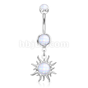 316L Surgical Steel Tribal Sun With Illuminating Stone Center Dangle... - Image 3