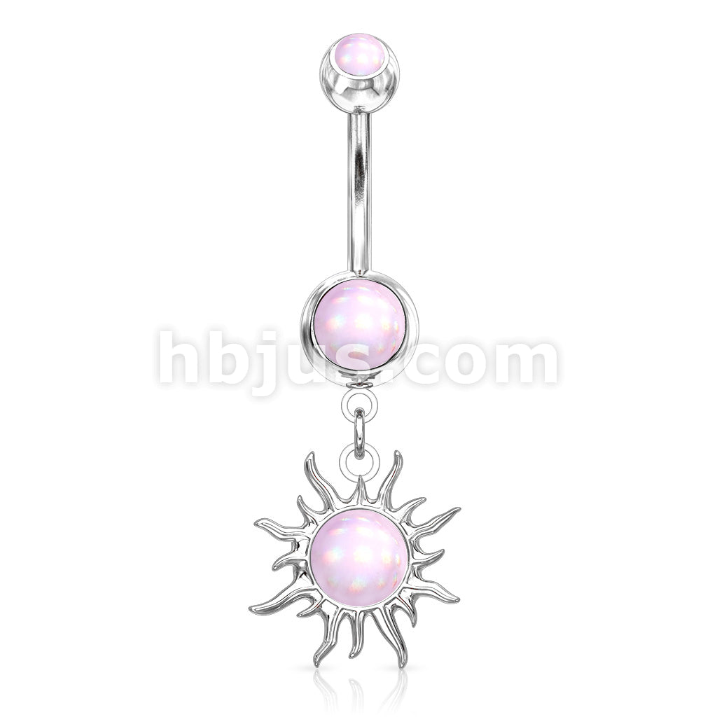 316L Surgical Steel Tribal Sun With Illuminating Stone Center Dangle... - Image 4