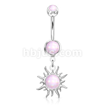 316L Surgical Steel Tribal Sun With Illuminating Stone Center Dangle... - Image 4