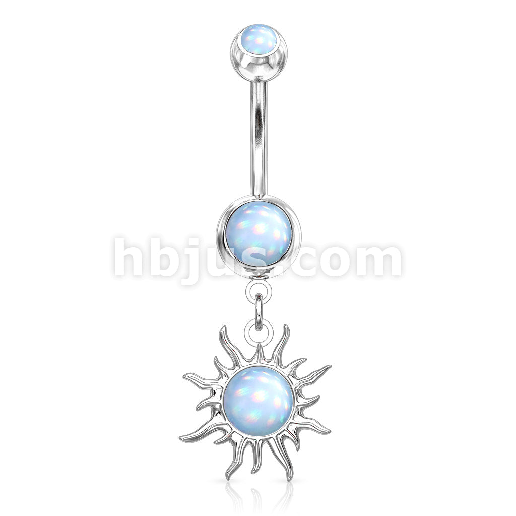 316L Surgical Steel Tribal Sun With Illuminating Stone Center Dangle... - Image 5