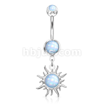 316L Surgical Steel Tribal Sun With Illuminating Stone Center Dangle... - Image 5
