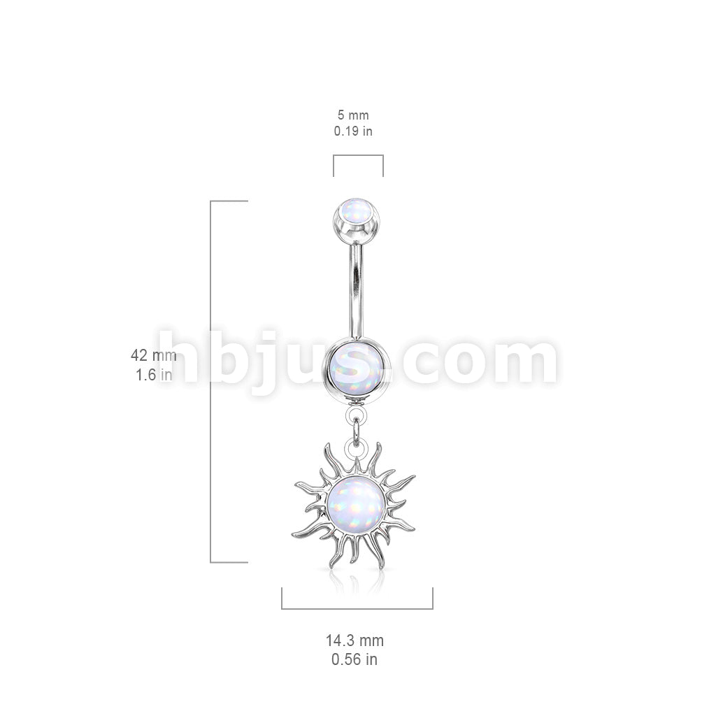 316L Surgical Steel Tribal Sun With Illuminating Stone Center Dangle... - Image 6