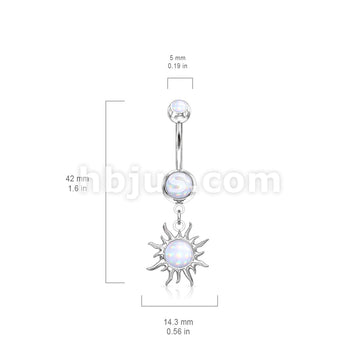 316L Surgical Steel Tribal Sun With Illuminating Stone Center Dangle... - Image 6